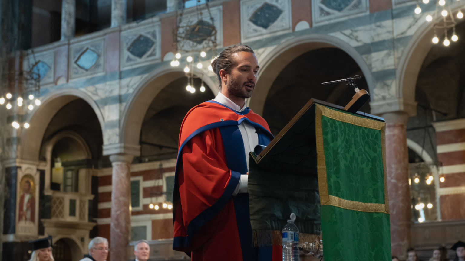 Joe Wicks gives his Honorary Doctorate Address.