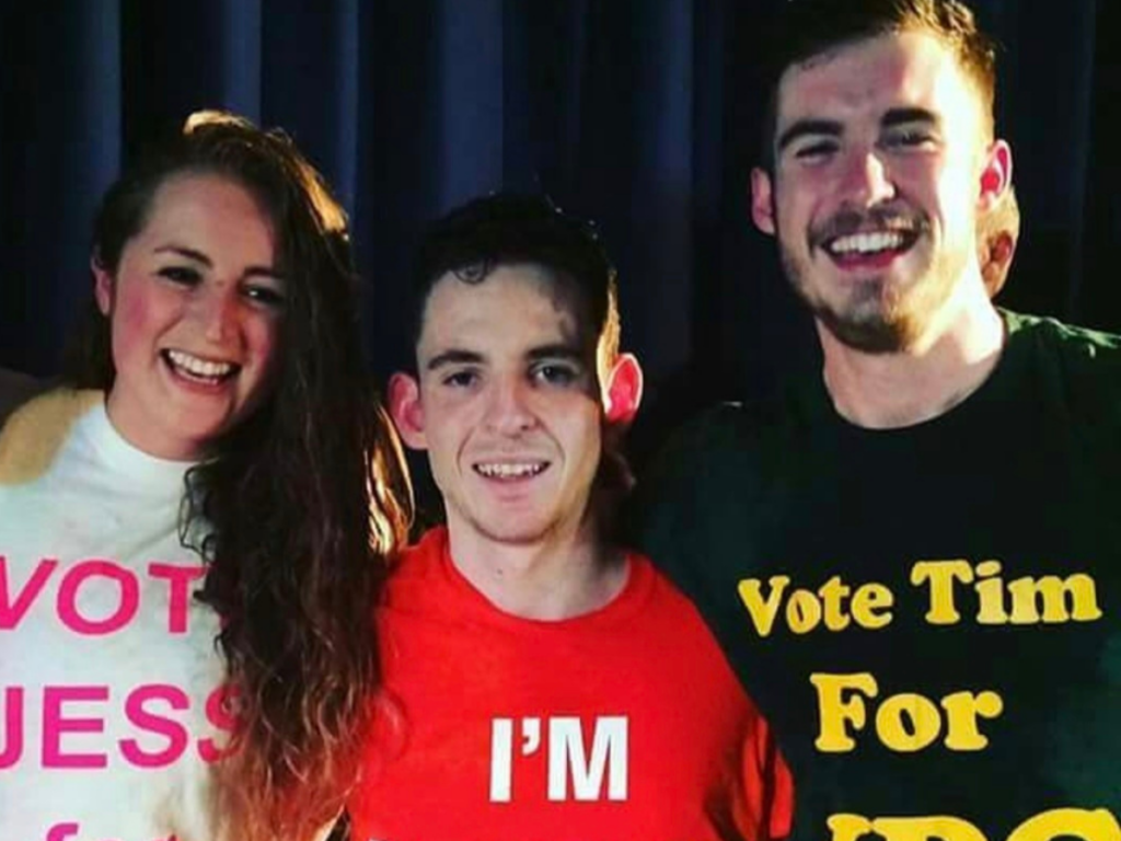 Conal Baxter campaigning for Students' Union President.