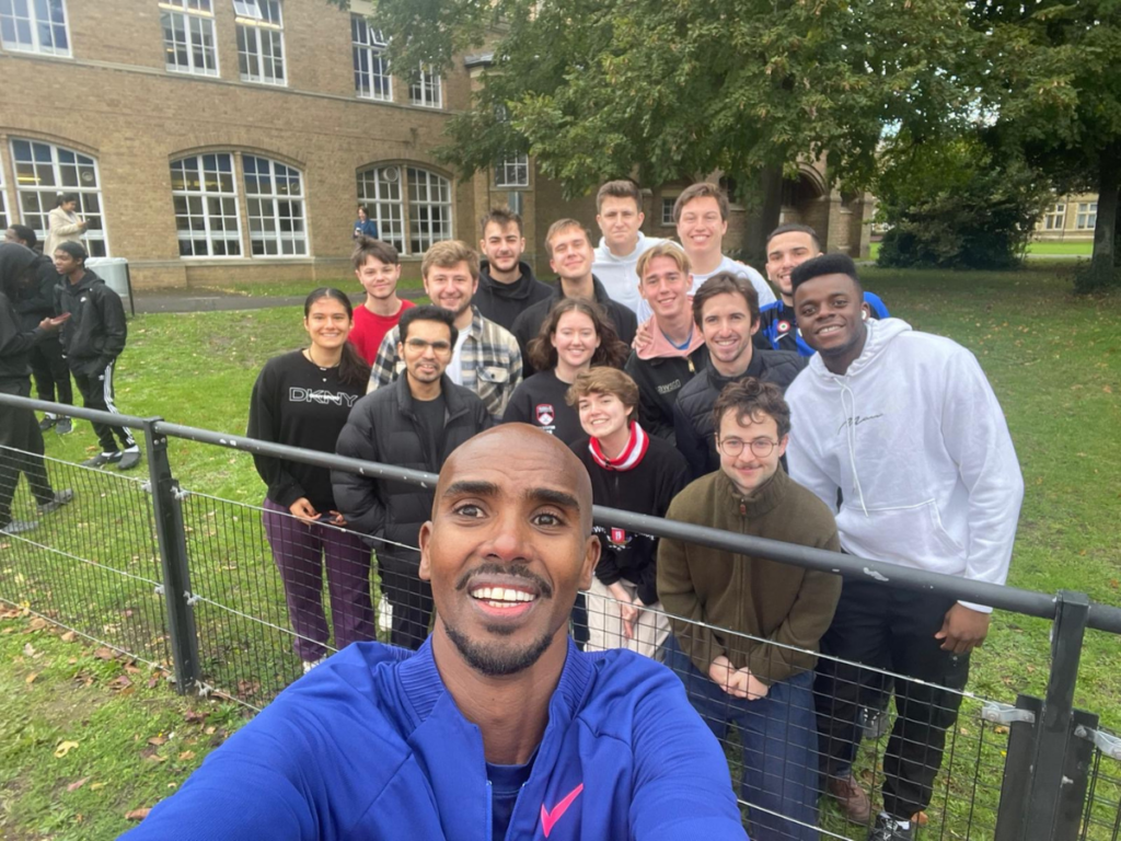 Sir Mo Farah and current St Mary's students.