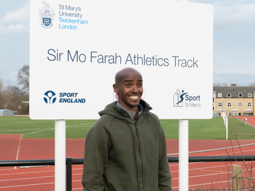 Sir Mo Farah in front of the track.